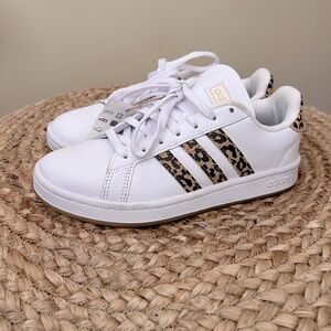Adidas sneakers - Grand Court, leopard print, size 6 women’s